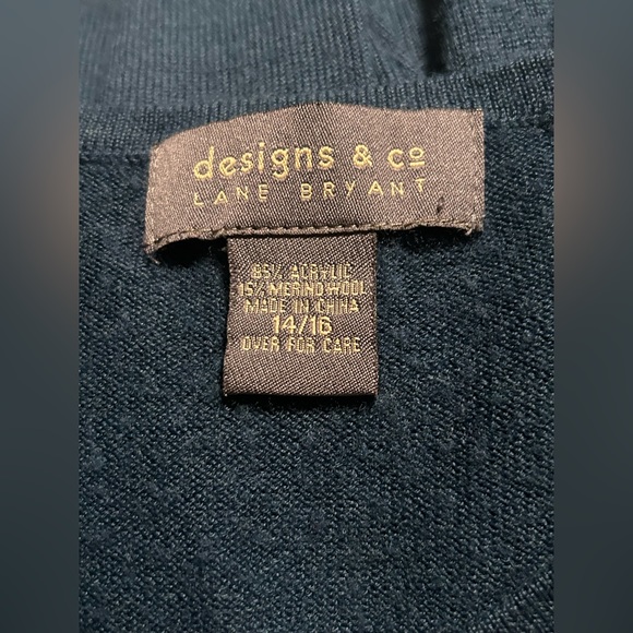 Lane Bryant Designs Co Wool Blend Sweater Teal Dark Blue Pullover Womens 14/16 - Picture 4 of 5
